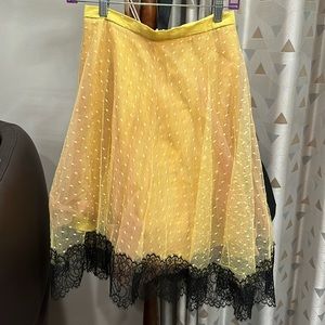 Red valentino yellow lace skirt